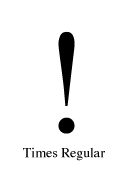 Times Regular びっくりマーク(感嘆符) exclamation mark