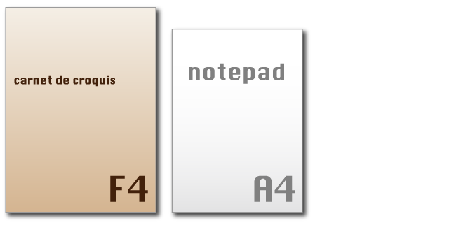 スケッチブックのサイズ F4はA4より一回り大きい