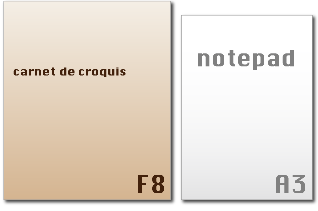 スケッチブックのサイズ F8はA3より大きい