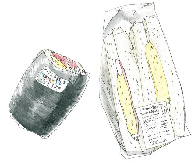 石垣島のスパムおにぎりとサンドイッチ